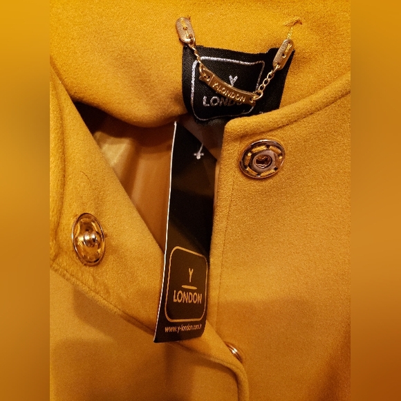 SALE 💣 Y London Faux Fur Pocket Coat Kaban Safran - Picture 2 of 9